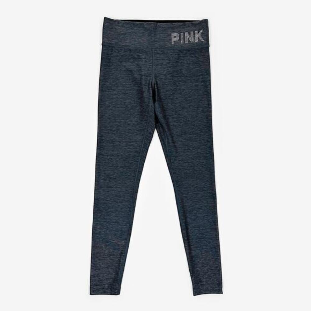 PINK‎ Victoria's Secret Ultimate Leggings Size S Gray Rhinestone Logo Lounge